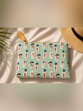 IPSY Summer Poolside Makeup Bag | Mint Green Cosmetic Pouch | Beachy Zip Bag